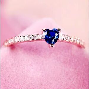 Heart ring rose gold cubic zirconia womens mini heart stone small minimalist